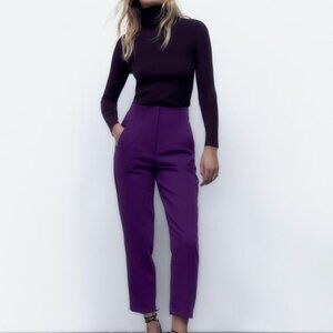 NWOT Zara Purple High Waisted Pants, Size M